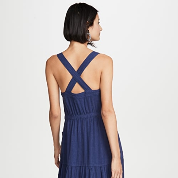 Free People Catch the Breeze Cottagecore Prarie Tiered Linen Midi Dress - Picture 10 of 15